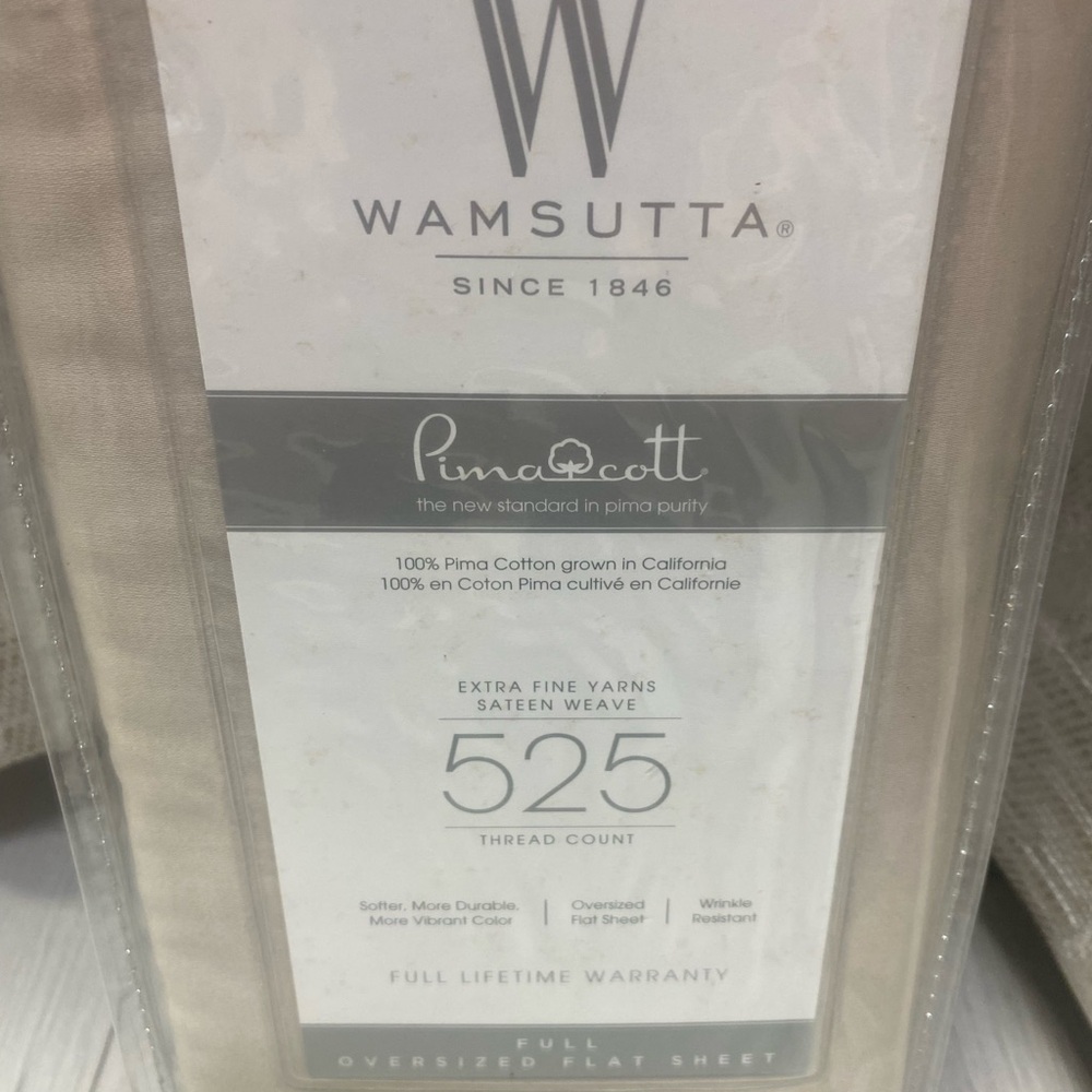 Wamsutta 525 PimaCott Solid Full Flat Sheet in Stone - Picture 3 of 6